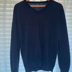 J. Crew Men's Navy 100% Merino Wool V-Neck Sweater